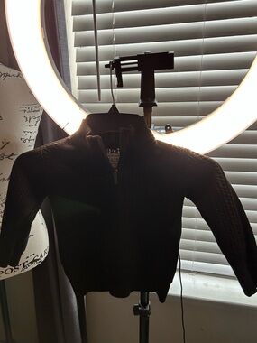 Black Kids Full-Zip Knit Sweater
